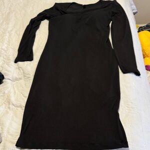 Popilush chic Black Long Sleeve Dress